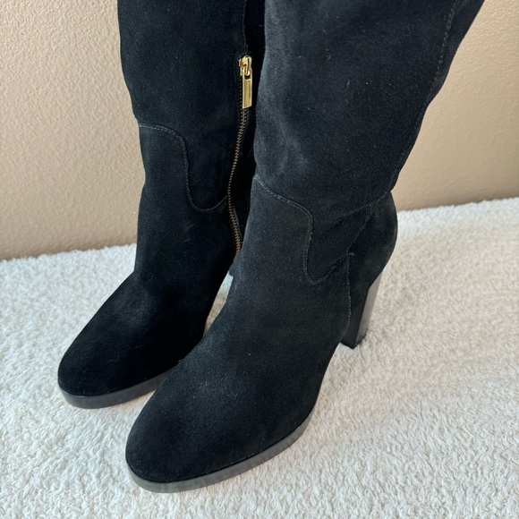 Michael Kors Lesley suede Boots Knee-High Black Heels - Picture 5 of 10